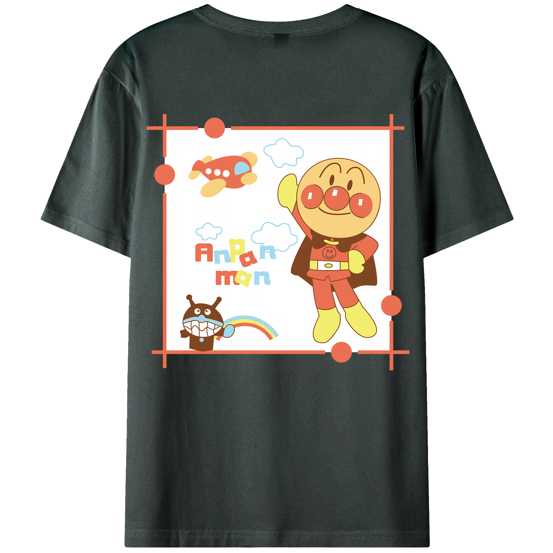（画像用） アンパンマン Anpanman 綿100％ メンズ半袖Tシャツ（バックプリント） 通気性